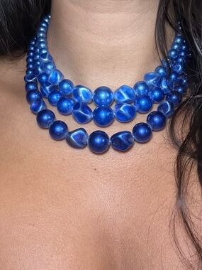💙✨ Vintage Blue Ombre Beaded Necklace ✨💙